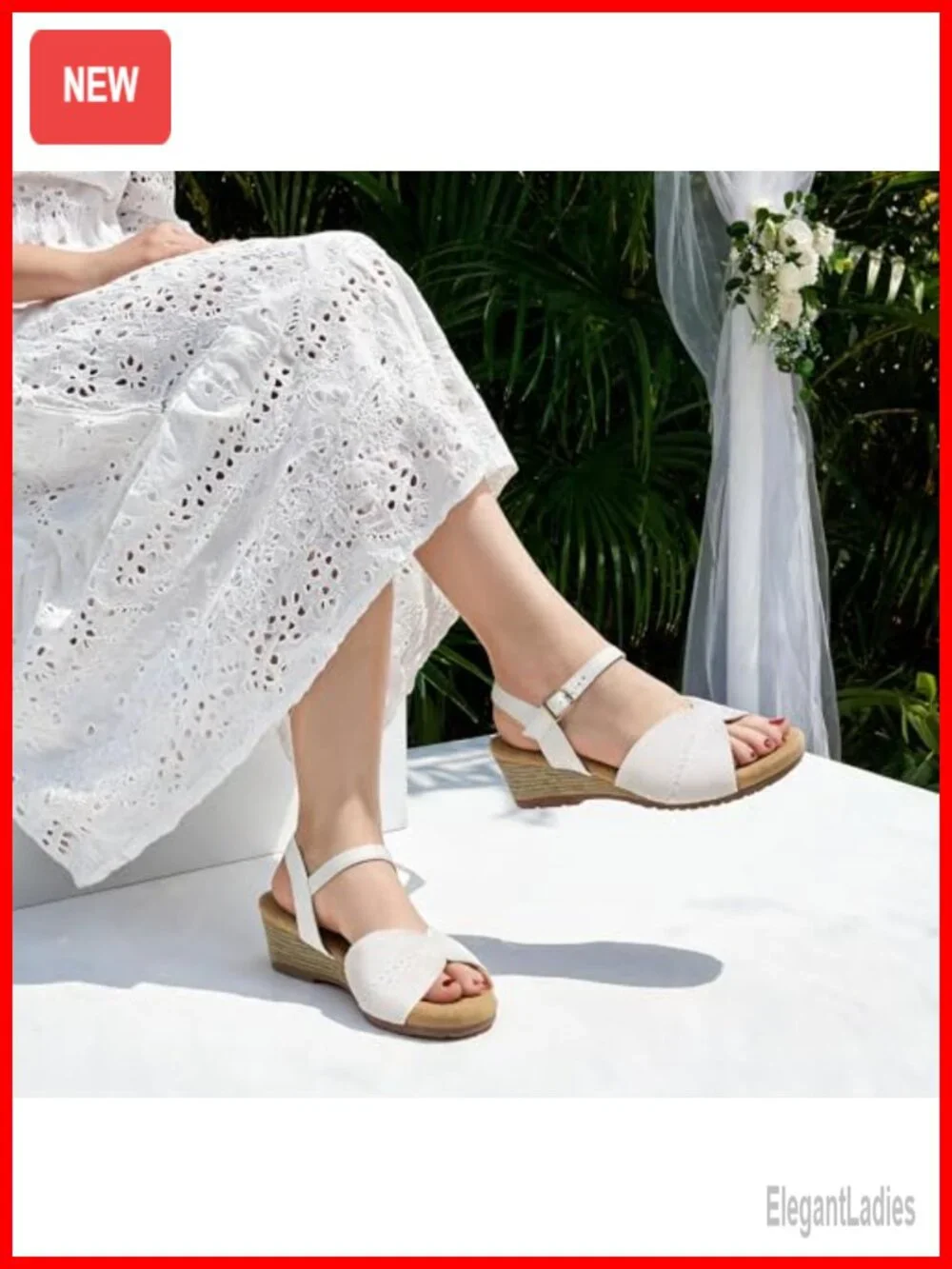 Comfortable Open Toe Wedge Sandals with Ankle Strap Buckle